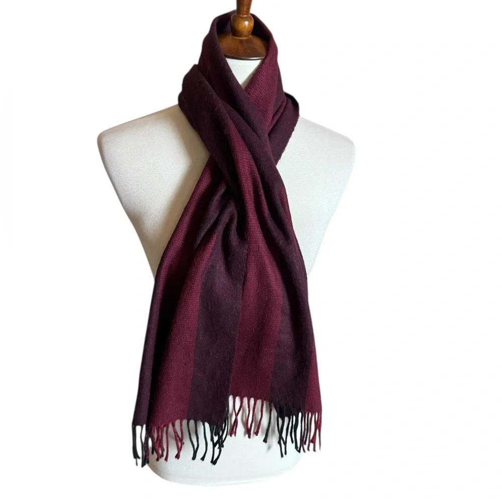 Christian Dior Monsieur burgundy stripe Cashmaire scarf Made in Japan